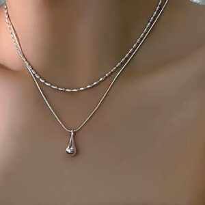 S925 double layer pendant necklace