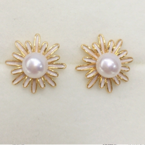 S925 Daisy natural pearl earrings