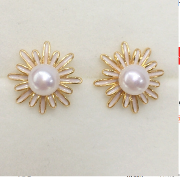 S925 Daisy natural pearl earrings