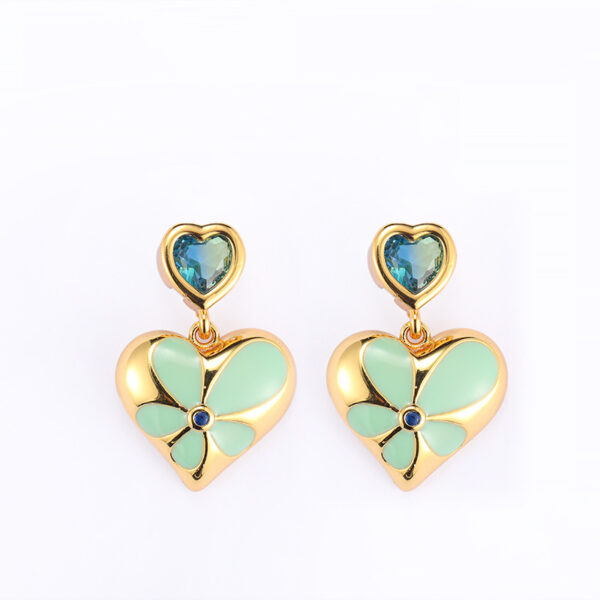 Vintage enamel heart dangle earrings