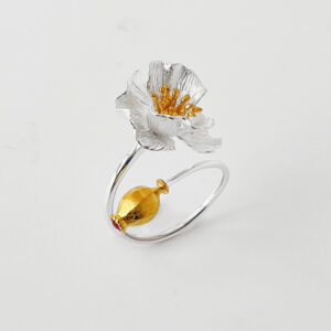 S925 flower open ring