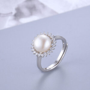 S925 pearl zircon ring