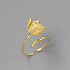 S925 tulip flower open end ring