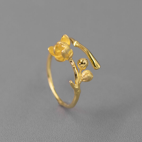 S925 flower blossom female open ring