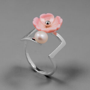 S925 flower pearl ring