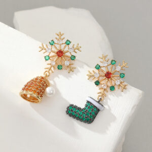 Christmas snowflake and sock cubic zircon earrings