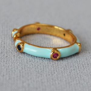 Classic enamel handmade zircon bammboo ring