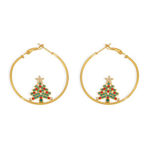 Zircon Christams stainless steel hook circle earrings