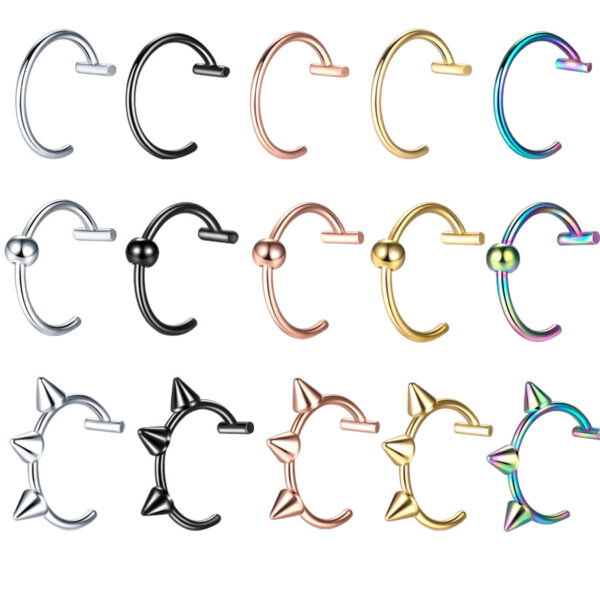 Stainless steel no hole fake lip circular piercing