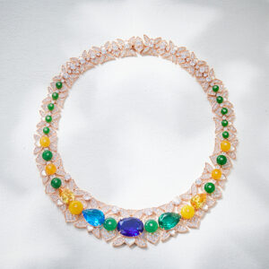 A Luxury high end zircon pearls cluster evening collar necklace