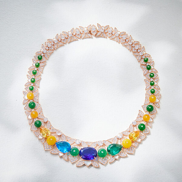 A Luxury high end zircon pearls cluster evening collar necklace