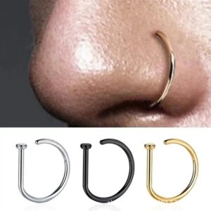 D-shaped body piercing punk hundred stainless steel nose stud earrings