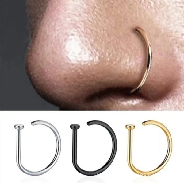 D-shaped body piercing punk hundred stainless steel nose stud earrings