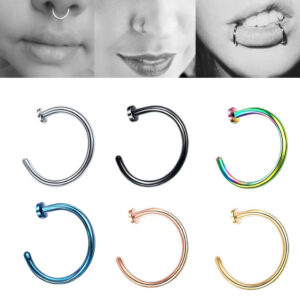 C shaped stainless steel nose ring hook piercing