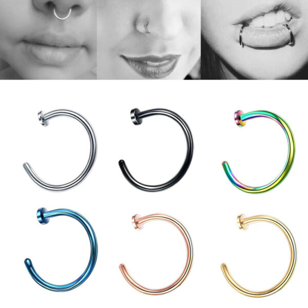 C shaped stainless steel nose ring hook piercing