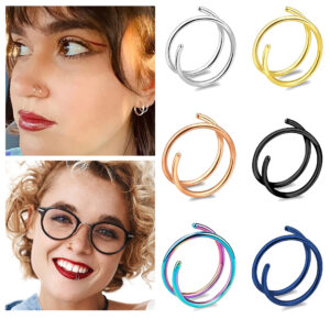 Spring-loaded nose ring stainless steel nose piercing