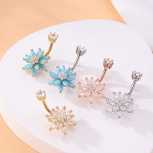 zircon sunflower navel jewelry piercing