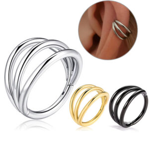 Three layers ring nose ear body jewelry piercing