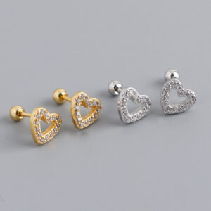 Heart zircon S925 earring stud piercing