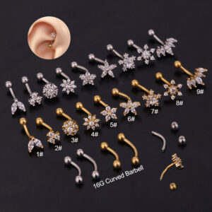 Cutved rod zirconia spike eyebrow studs piercing