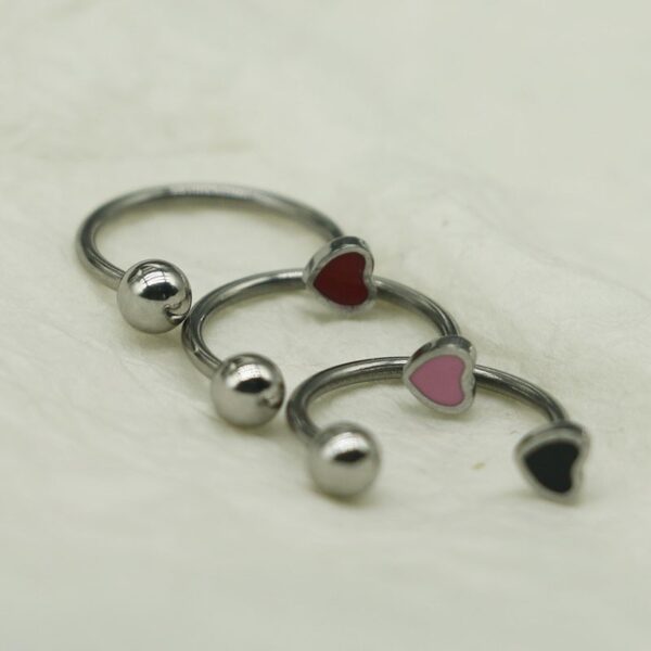 Horseshoe and heart enamel stainless steel nose piercing