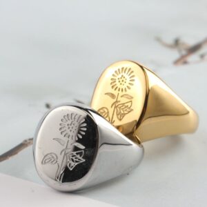 Daisy flower steel casting unisex ring