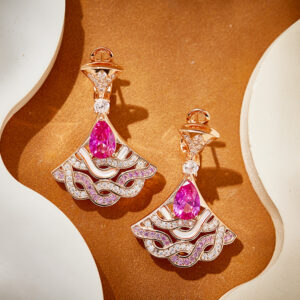 Luxury high end zircon pink evening drop earrings