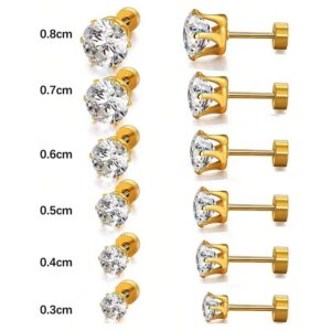 Zircon six claw screww earring stud piercing