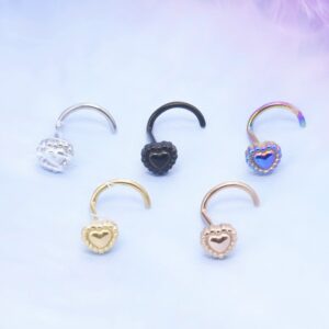 stainless steel hear-shaped 7 rod 5rod nose ring piercing