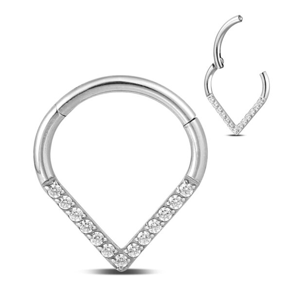 Heart zircon  stainless steel 316 nose ear body jewelry piercing