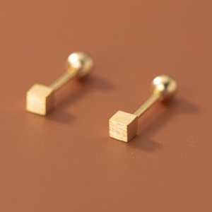 Square with brushed S925 studs piercing