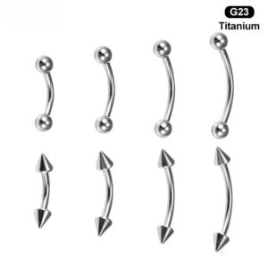 Pointed cone curved rod  F136 titanium spike eyebrow studs piercing