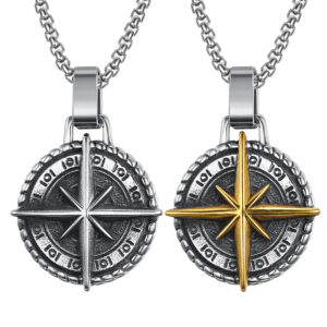 Compass Pendant Stainless Steel vintage Necklace