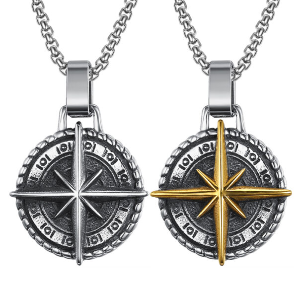 Compass Pendant Stainless Steel vintage Necklace