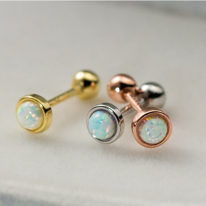 Personalized Opal round S925 studs piercing